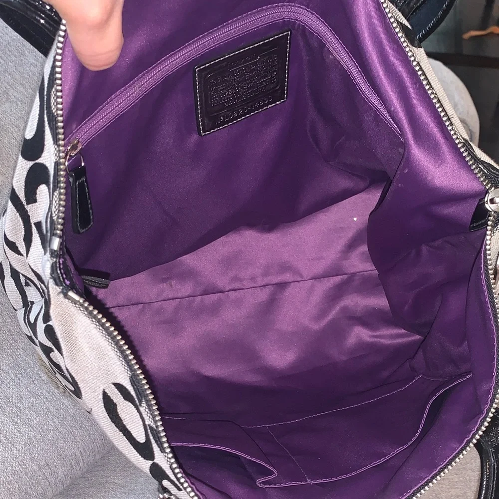 Coach Poppy Signature grey and black Jacquard Tote Bag purse & extra strap - Picture 7 of 17